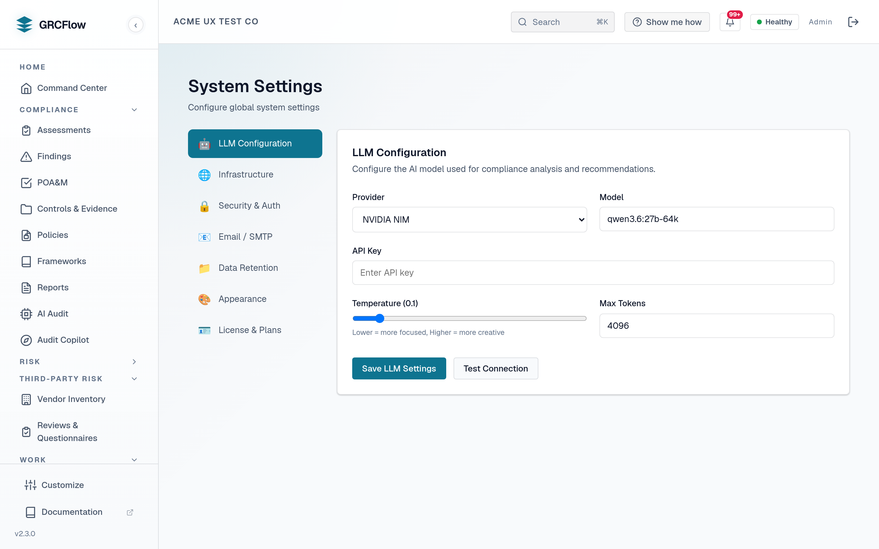 Admin Settings